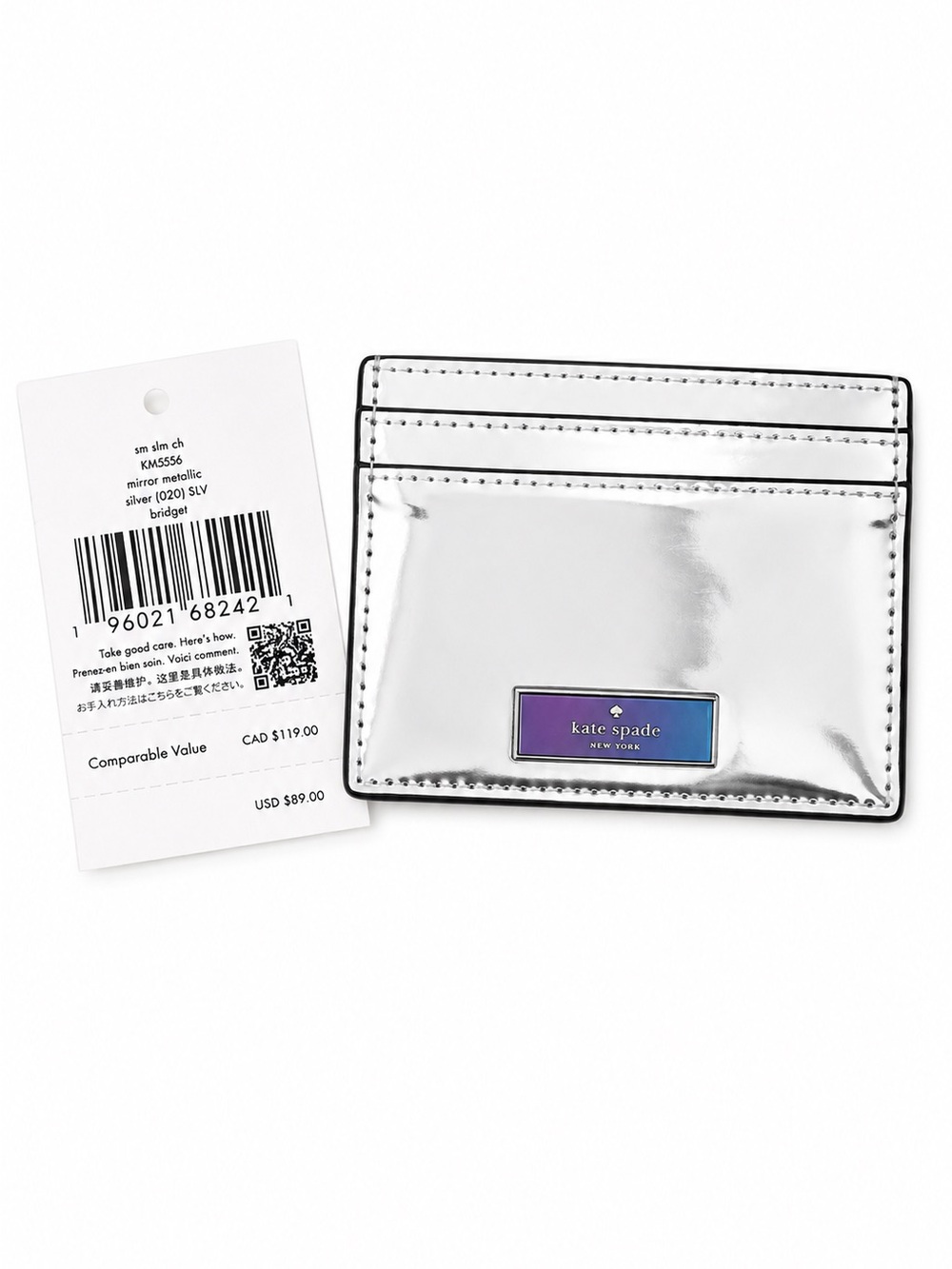 kate spade Silver Metallic Slim Card Case